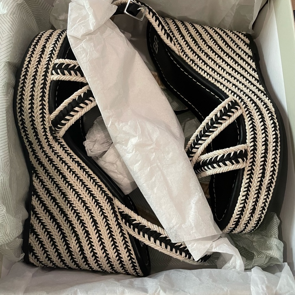 BP Gabby Wedge Sandal Woven Espadrille Open Toe Ankle Strap Womens Size 8.5